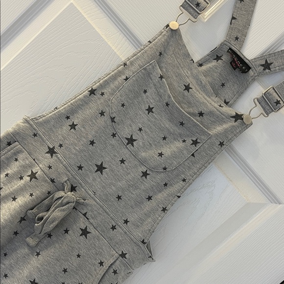 Gray Star Print Overalls - Picture 2 of 3